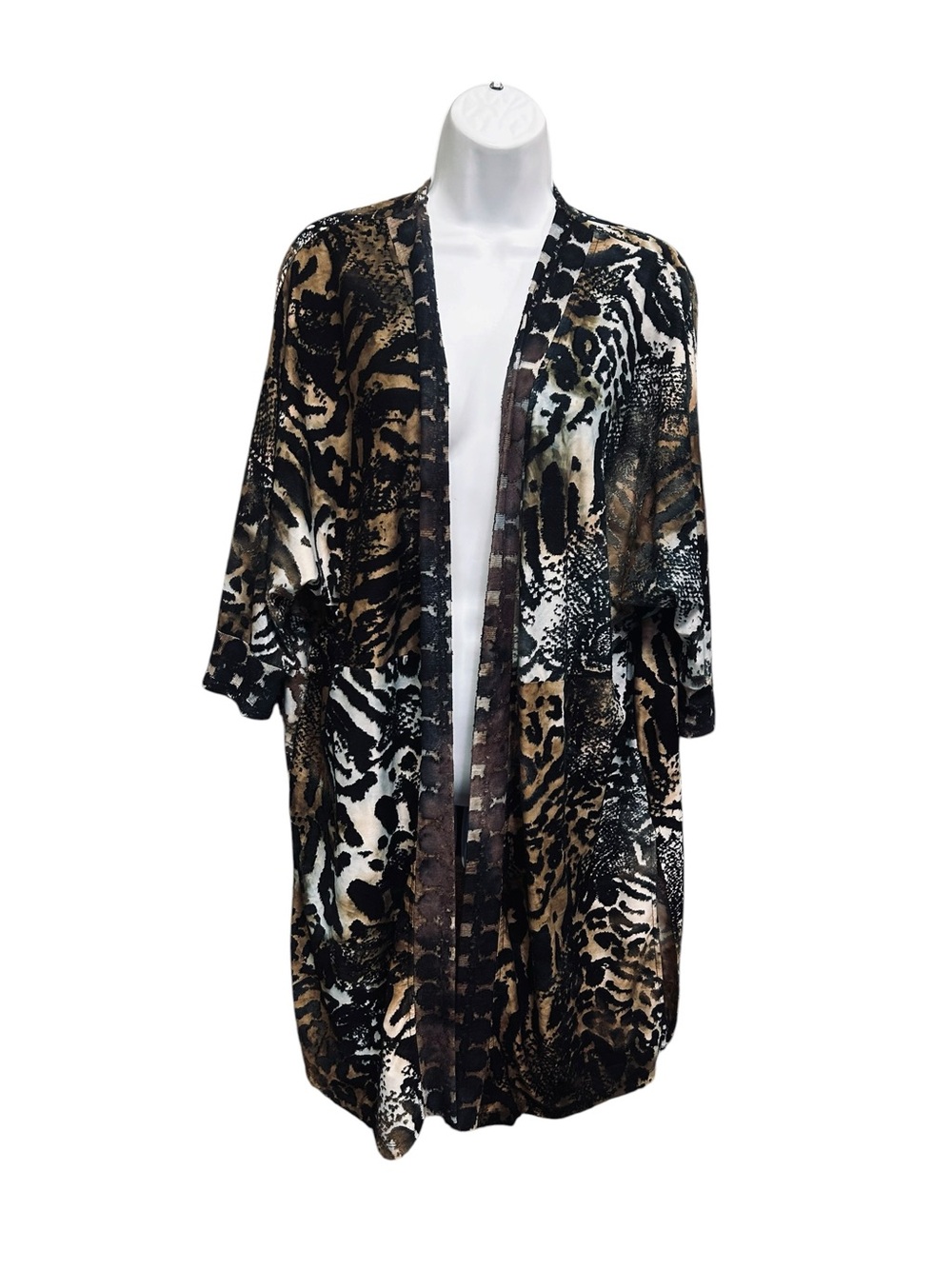 Cativa Animal Print Burnout Kimono Cardigan Size S